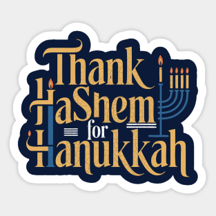 Thank HaShem for Hanukkah – Artistic Menorah Typography Sticker